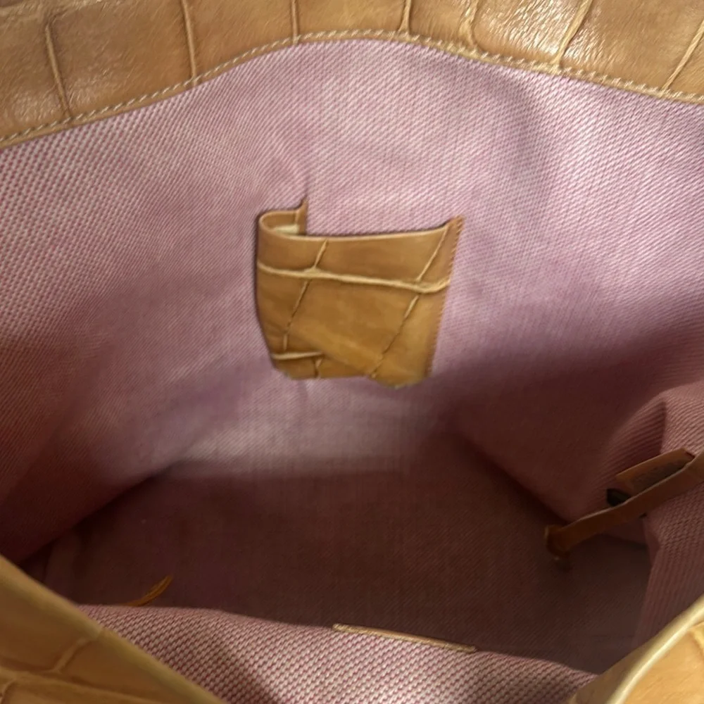 Dooney & Bourke Brown Hobo Bag with Crocodile Texture